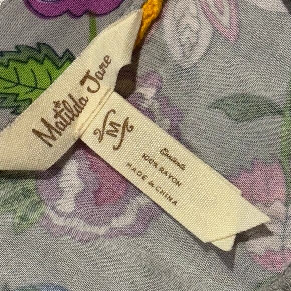 Matilda Jane Top Popover Boho Cottagecore Whimsigoth Grunge Floral Gray Medium - Picture 3 of 5